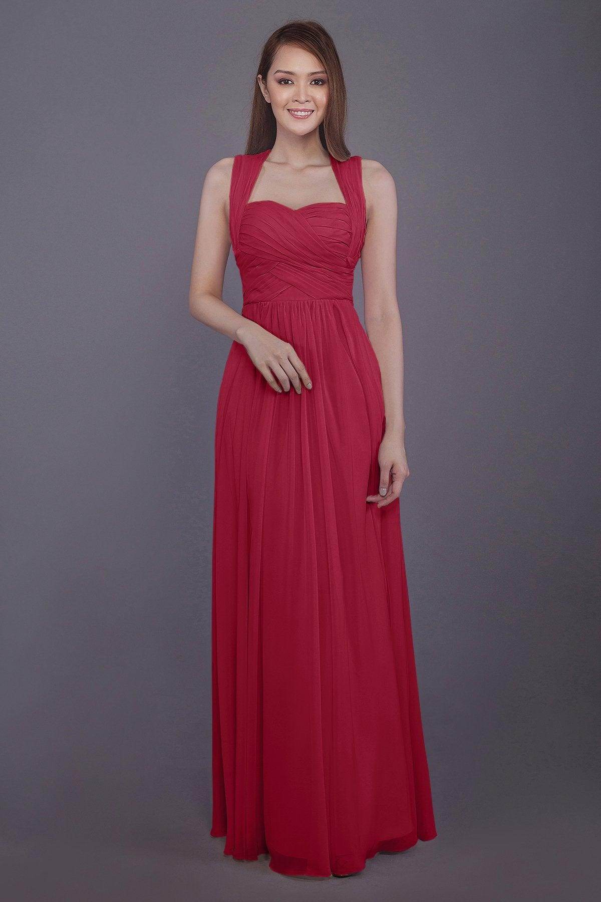 Sheath-Column Floor Length Chiffon Bridesmaid Dress PR3585 - COCOMELODY
